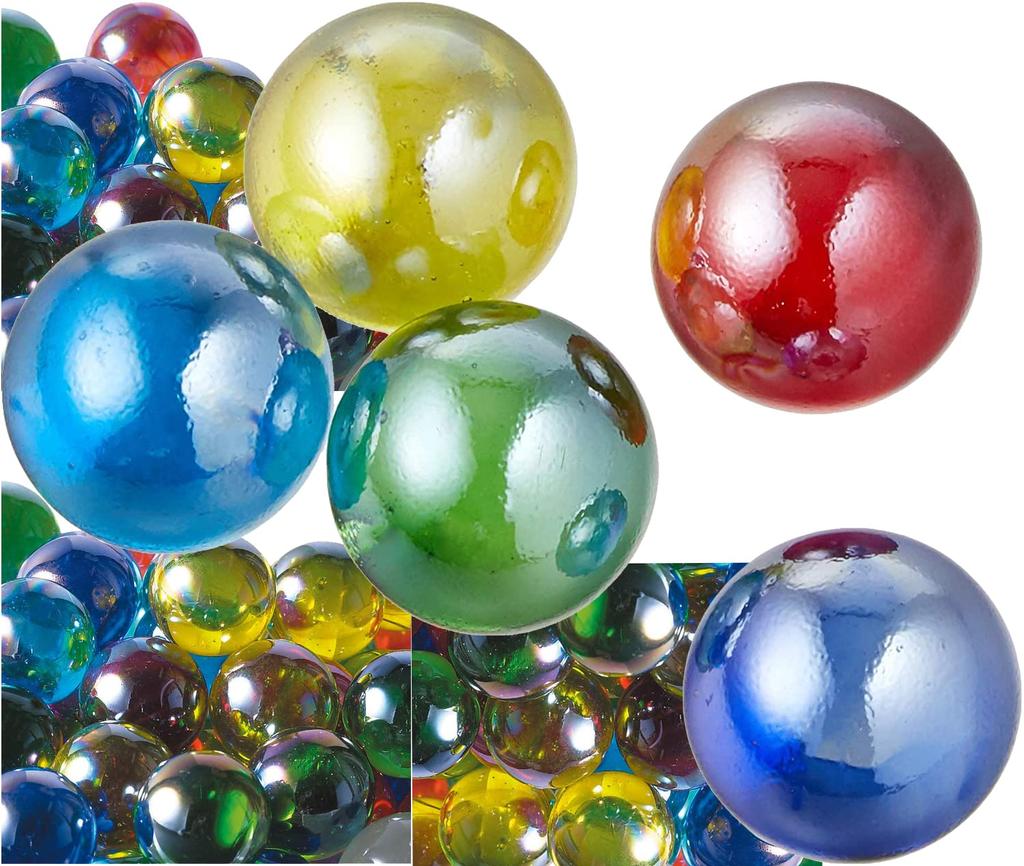 Camel Toys Made In Japan Glass Color Marble Mix Color Approximately 1 Bag Marbles, 100-Pack "Aurora (Glossy Mix) 17mm" - (100 Marbles)
