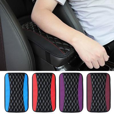 Car Center Console Cover Universal Patchwork Color Faux Leather Waterproof Armrest Cushion Seat Box Cover Protector Auto Accessories