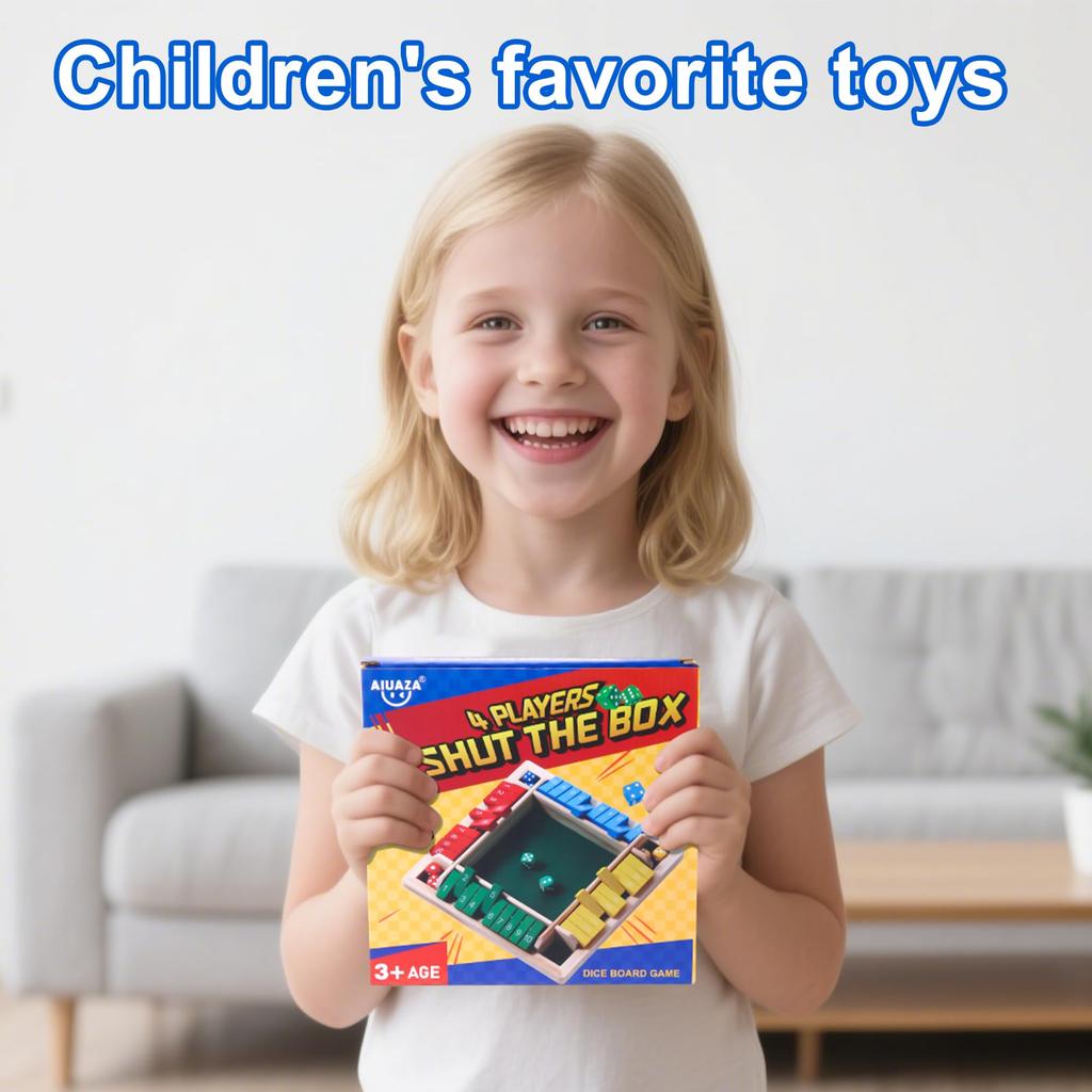 AIUAZA Dice Game Close the Box Wooden Board Game 4 Sides Family Math Game for Players Educational Learning Interactive Game Classic Tabletop Game for