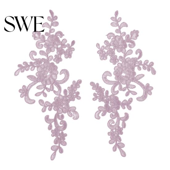 Embroidery Lace Applique 2 Pcs Sewing Flower Fabric Collar Patch Motif Trim for Clothing Wedding Gown Dress Bridal DIY Crafts Daily Wear Tailor Shops