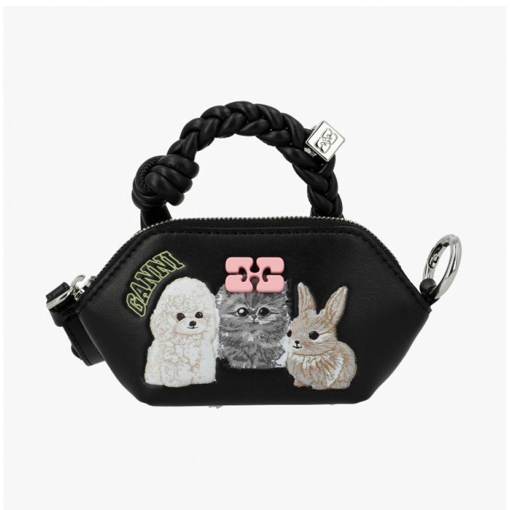 Ganni Animal Graphic Logo Bow Nano Tote Bag A6891 099