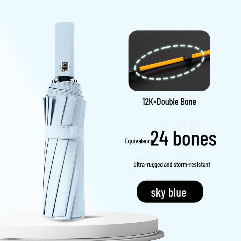 

Автоматична чорна студентська парасолька із захистом від ультрафіолету з 24 кістками