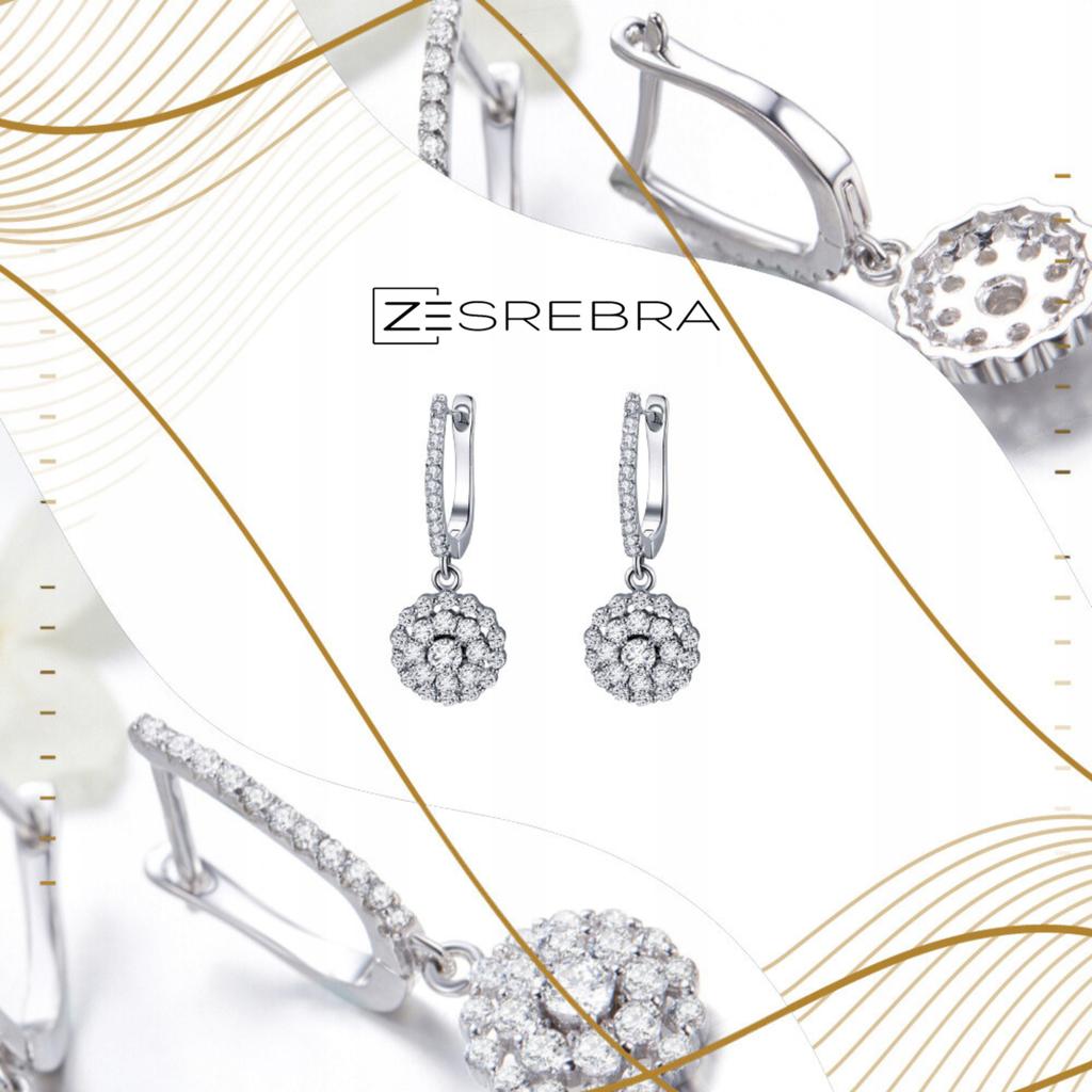 Elegant S925 Earrings With Large English Zircon, Long Hanging