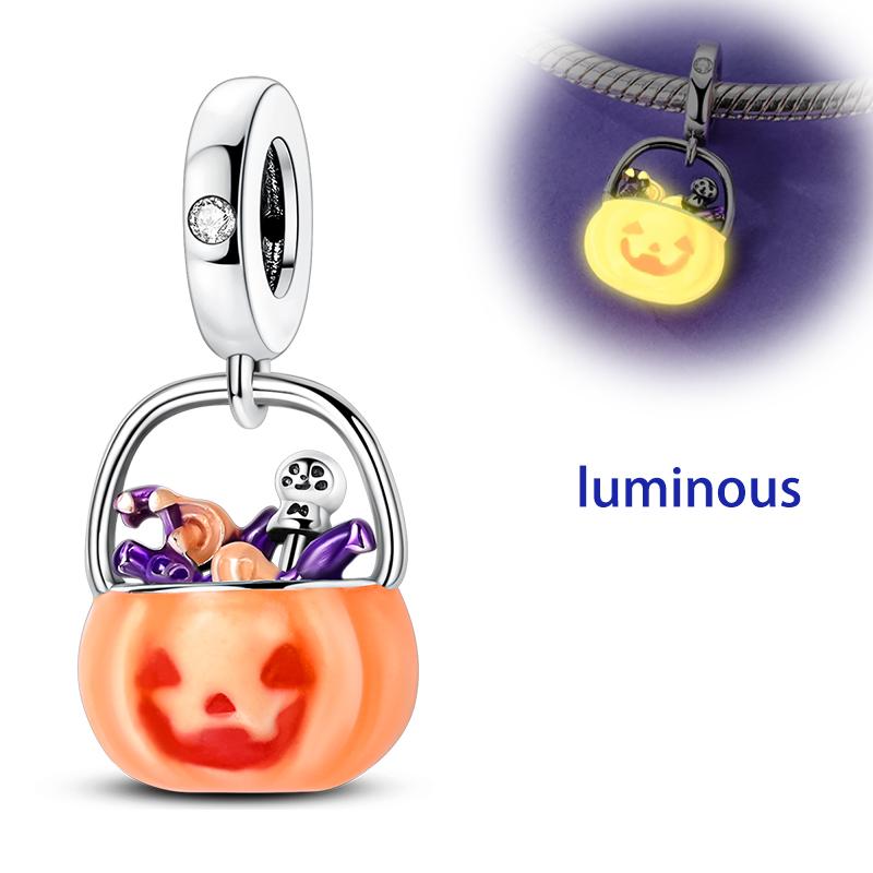 Halloween Copper Charms Pumpkin Witch Beads Pendants Fit Original Bracelet Diy For Woman Jewelry Gift