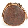 ETRO Paisley Pattern Bag Cylindrical Hand Bag PVC/Leather Brown