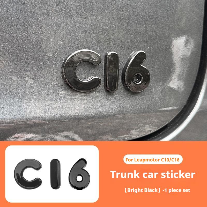 For Leapmotor C16 C10 Car Blackening Modification Logo Letters Front and Rear Badges Covering 3D Design Sticker