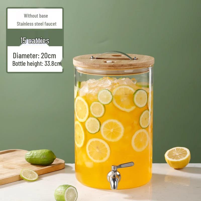 Glass Beverage Dispenser: High-Temperature Resistant Lemonade, Tea, and Juice Container