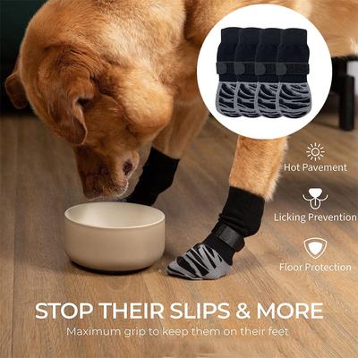 Outdoor Haustierhunde Atmungsaktive Socken Schwarze Krawatte Anti-Haaren Mittelgroßer Großer Hund Rutschfeste Socken Wasserdichte Hundeschuhe Haustierbedarf