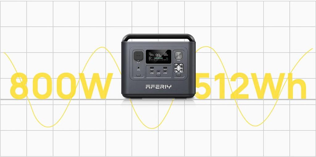 Portable Power Station AFERIY P010,800W Output 512Wh LiFePO4 Battery, 8 Outputs, Power Station for Outdoor Camping/RV/Home Backup