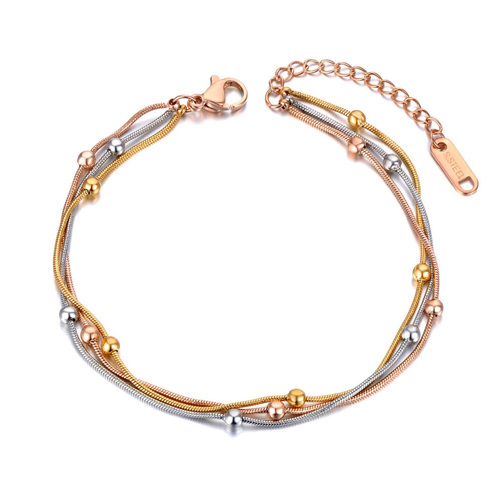 Fashion 316L Stainless Steel Three Layer Weave Necklace Bracelets for Women Flat Snake Chain Handmade Waterproof Jewelry B20126