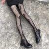 Women Goth Punk Cute Black Mesh Tights Lolita Skull Pattern Fishnet  Jacquard Harajuku Stockings Pantygose Leggings Halloween