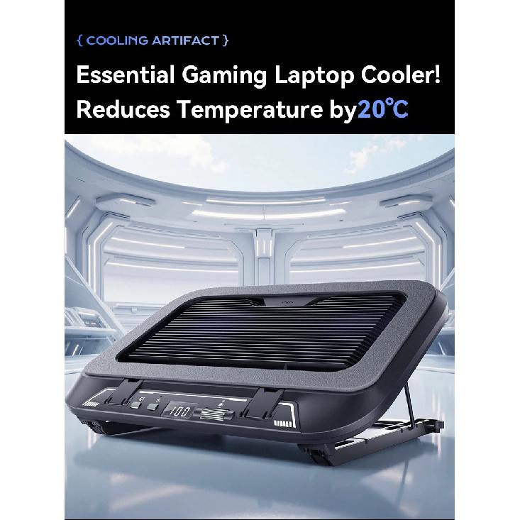 Llano V21 14cm Dual Fans Laptop Cooler 14"-17.3" Lighting Adjustable Foldable Laptop Cooler Pad Cooler Pad LED Light Fan