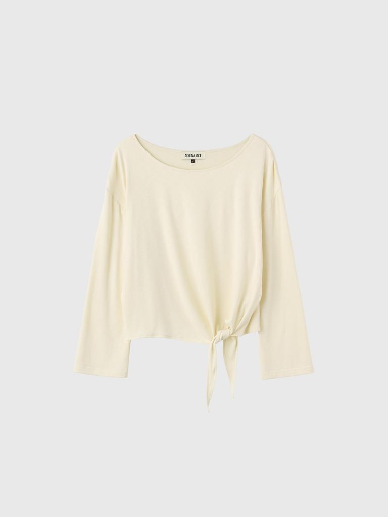 GENERALIDEA Tie-Up Loose Fit Boat Neck T-Shirt [Ivory] / Gf1Lts504
