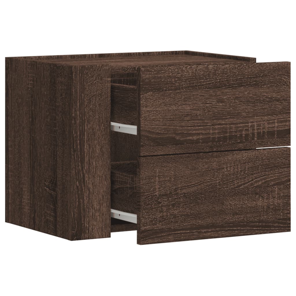 Wall Mounted Nightstand Brown Oak Effect 45 x 30 x 35 cm