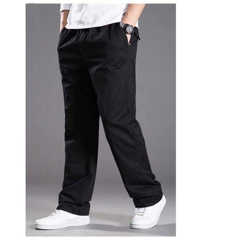 Herren Frühling und Sommer Große Größe Lose Elastische Arbeitshose Fit Joggers Tasche Gerade Hose