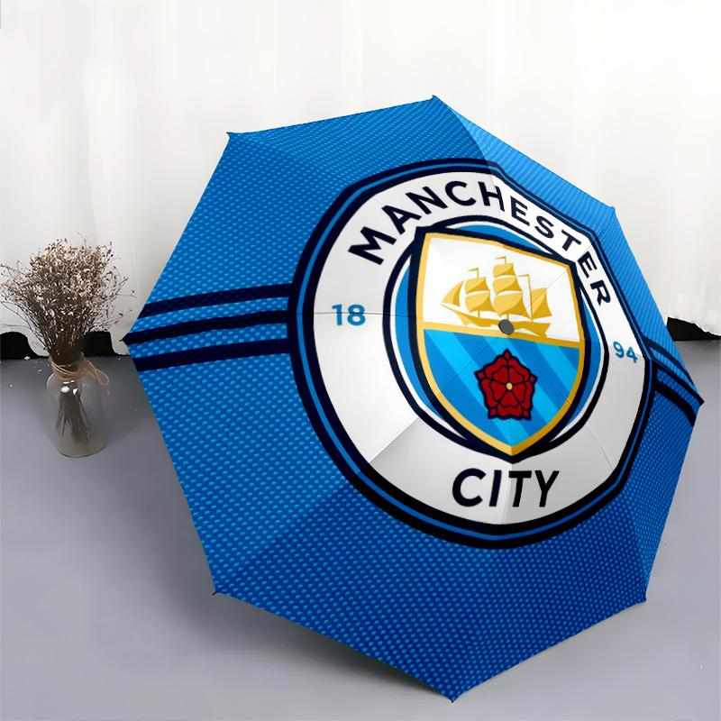 Manchester City Football Club3pattern, Automatic Folding Umbrella, Portable and Foldable Design, 8 Ribs, a Christmas or Birthday Gift.