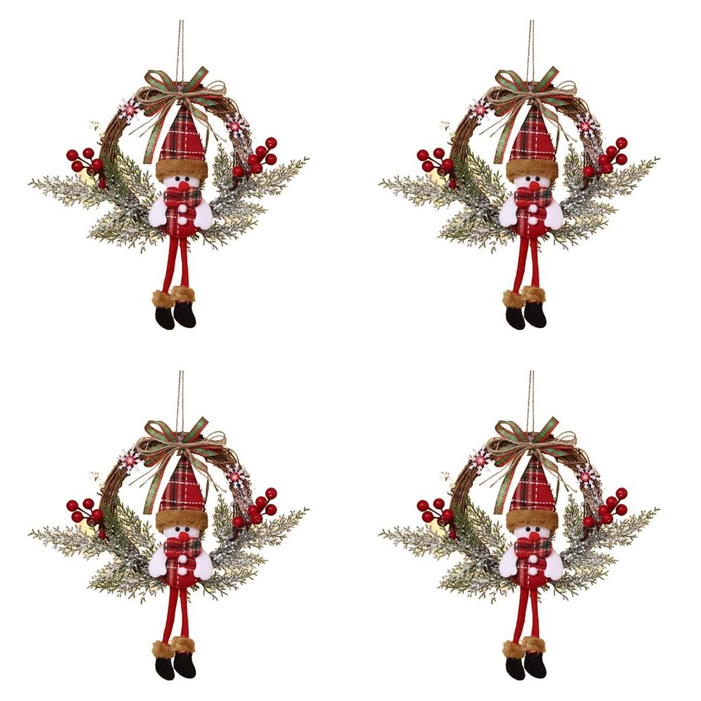 Premium-4X Artificial Christmas Wreath For Front Door Wall Window Farmhouse Home Decoration, Snowman(Small)