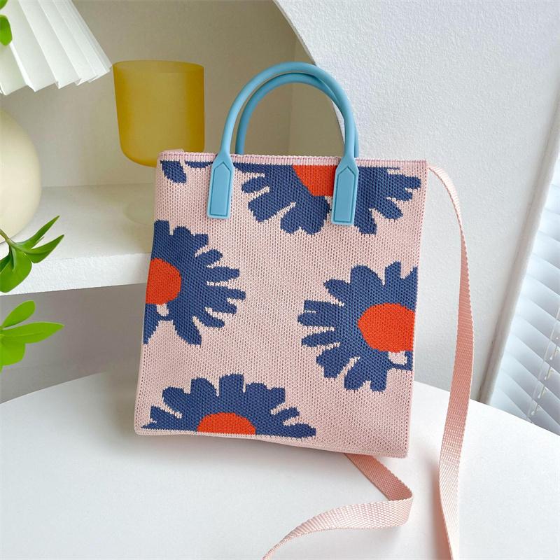 FASHION 2024 Knitted Mini Cross-Body Mobile Phone Bag Korean Versatile Student Commute Shoulder Bag Square Small Purse Handbag For Women