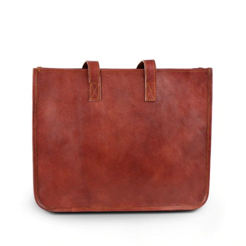Large Vintage Leather Tote Bag: Handmade Work Purse