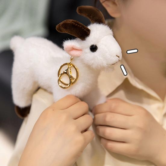 Portachiavi Peluche Capra Carina, Portachiavi Peluche Pecora Piccola, Ciondolo Morbido e Peloso per Borsa per Donne Ragazze, Accessorio Regalo per Zaino Borsa