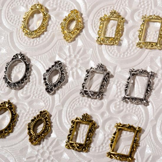 Yousheng 5Pcs/Pack Nail Decor Vintage Hollow-carved Design Alloy 3D Nail Manicure Craft Ornaments for Nail Design