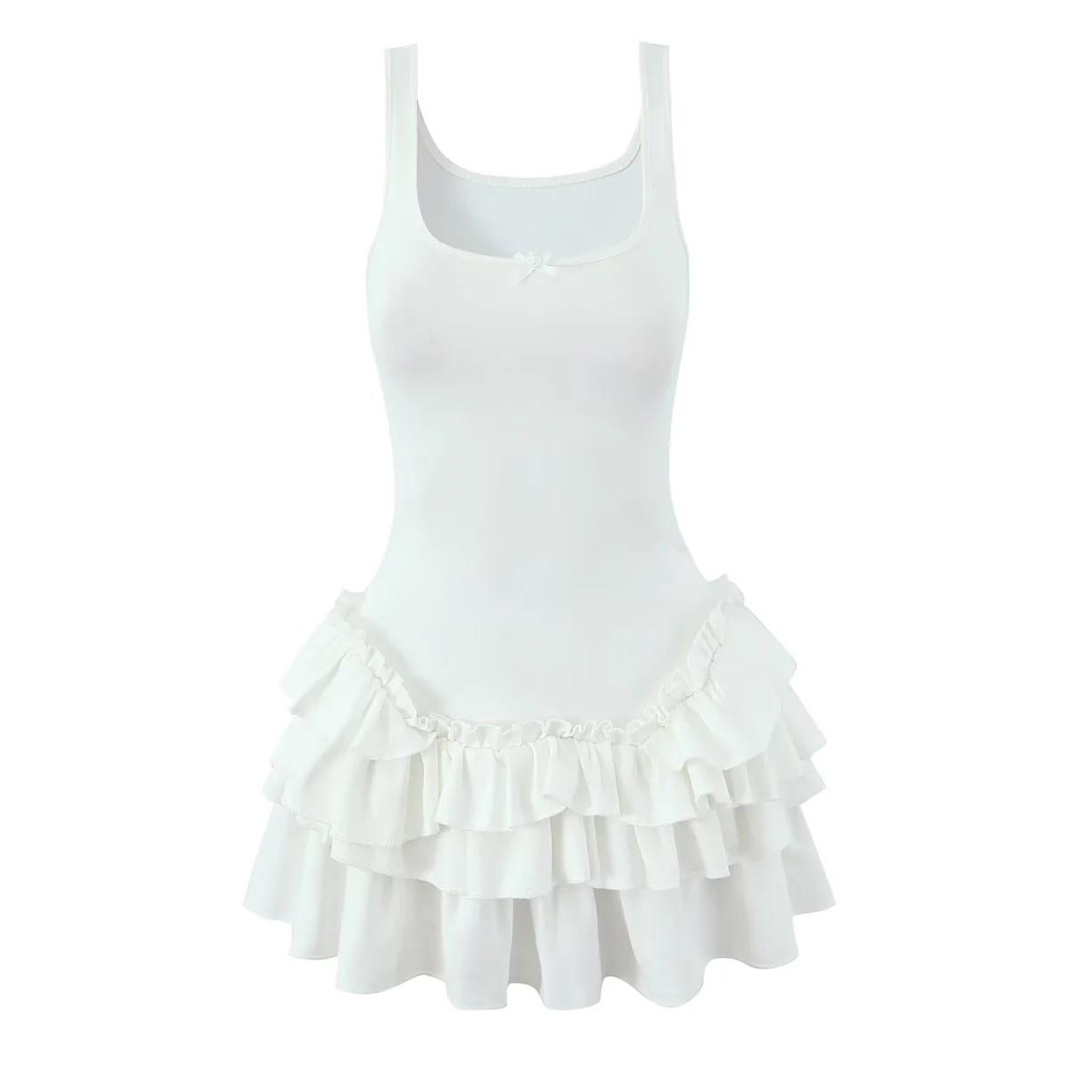 

Шикарное мини-платье без рукавов с квадратным вырезом и высокой эластичностью - Коллекция Весна/Лето 2025 S белый