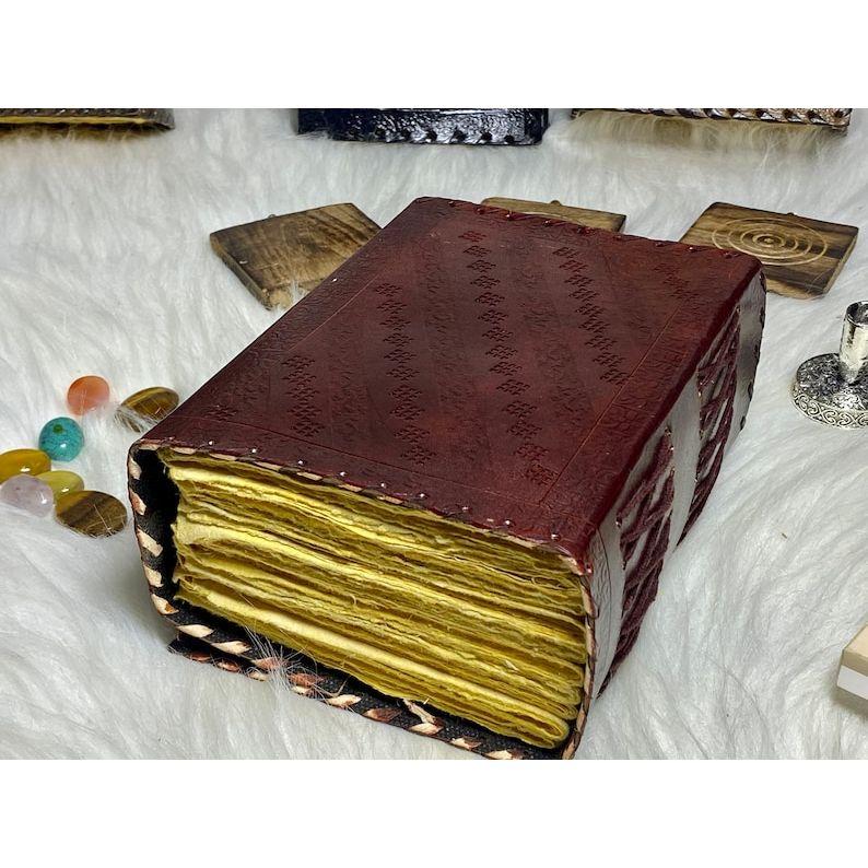 Vintage Leather Journal Celtic Stone Blank Spell Book of Shadows junk journal Grimoire Journal Handmade Journal Gifts for him her