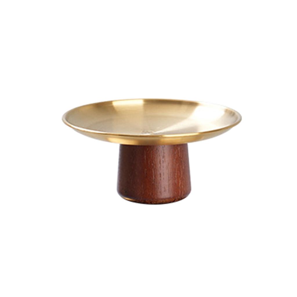 Metallkakebrett i rustfritt stål Husholdningsfruktfat Høyfotet dessertform med trebase for bord