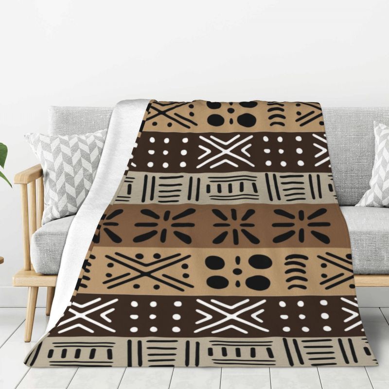 Maßgeschneiderte ultraweiche Fleece-Afrikanische Schlammtuch Bogolan Decke Warme Flanell-Stamm-Ethnisch-Böhmische Muster Decken Sofa Steppdecke