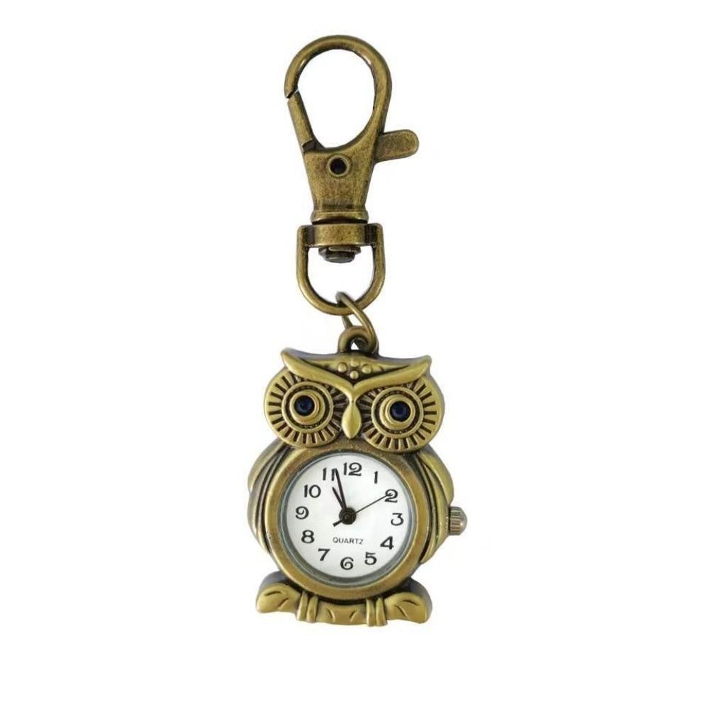 Alloy Clock Keychain Small Mini Hanging Watch Vintage Pocket Watch