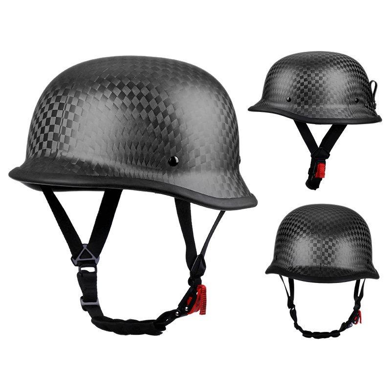Motorcycle Helmet Carbon Fiber Half Helmet German Soldier Helmet Retro Helmet Pedal Cruise Motorcycle Riding Helmet