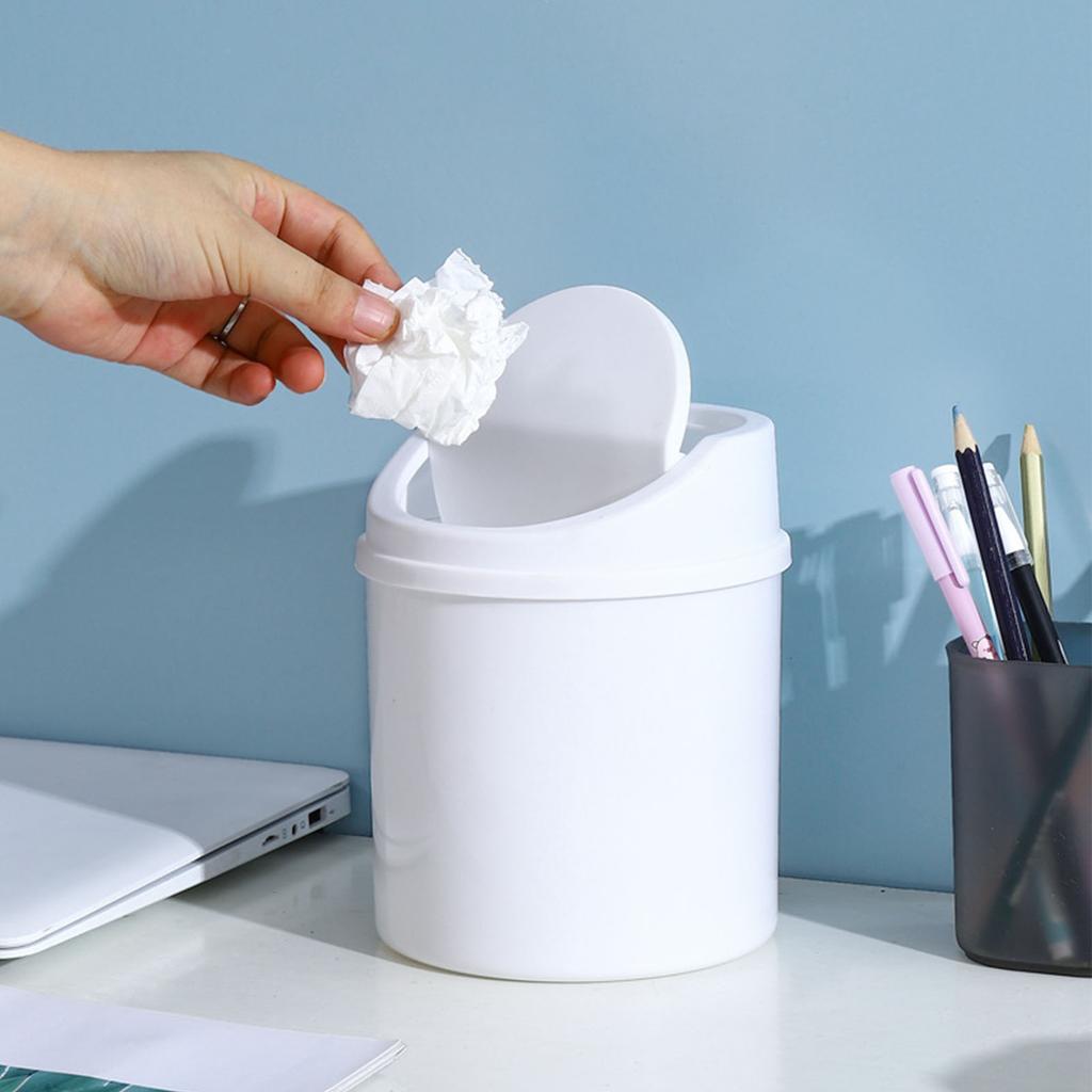 Desktop Plastic Trash Can   Cover Multifunctional Tiny Garbage Bin with Lid for Living Room Decor