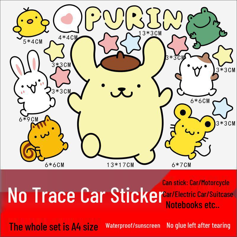 

Водонепроникні наклейки на автомобіль та мотоцикл Sanrio Pompompurin - Милі наклейки жовтого песика