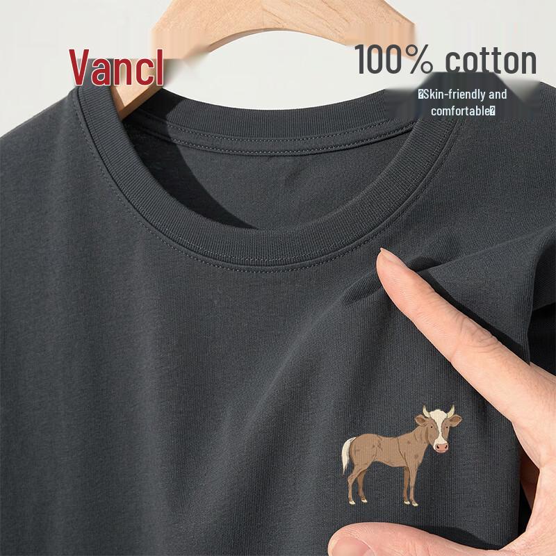 Мужская хлопковая футболка с коротким рукавом свободного кроя VANCL 5XL