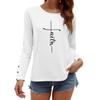 Tshirts For Women Long Sleeve,Round Sleeve Vertical Cross Casual Graphic Shirt,