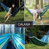 Double Hammock De Gardina 260×150 Cm GALAXIA® Blue Green Wooden Bar Cotton Double Hammock