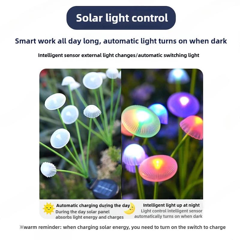 Mushroom Solar Lights LED Outdoor Waterproof Decorative Garden Jellyfish Sway Solar Lights for Yard Lawn Christmas Pathway Patio