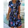 Robe élégante à manches courtes pour femme pour le printemps et l'été, avec des motifs géométriques colorés et des imprimés tendance, robe élégante et chic de premier choix