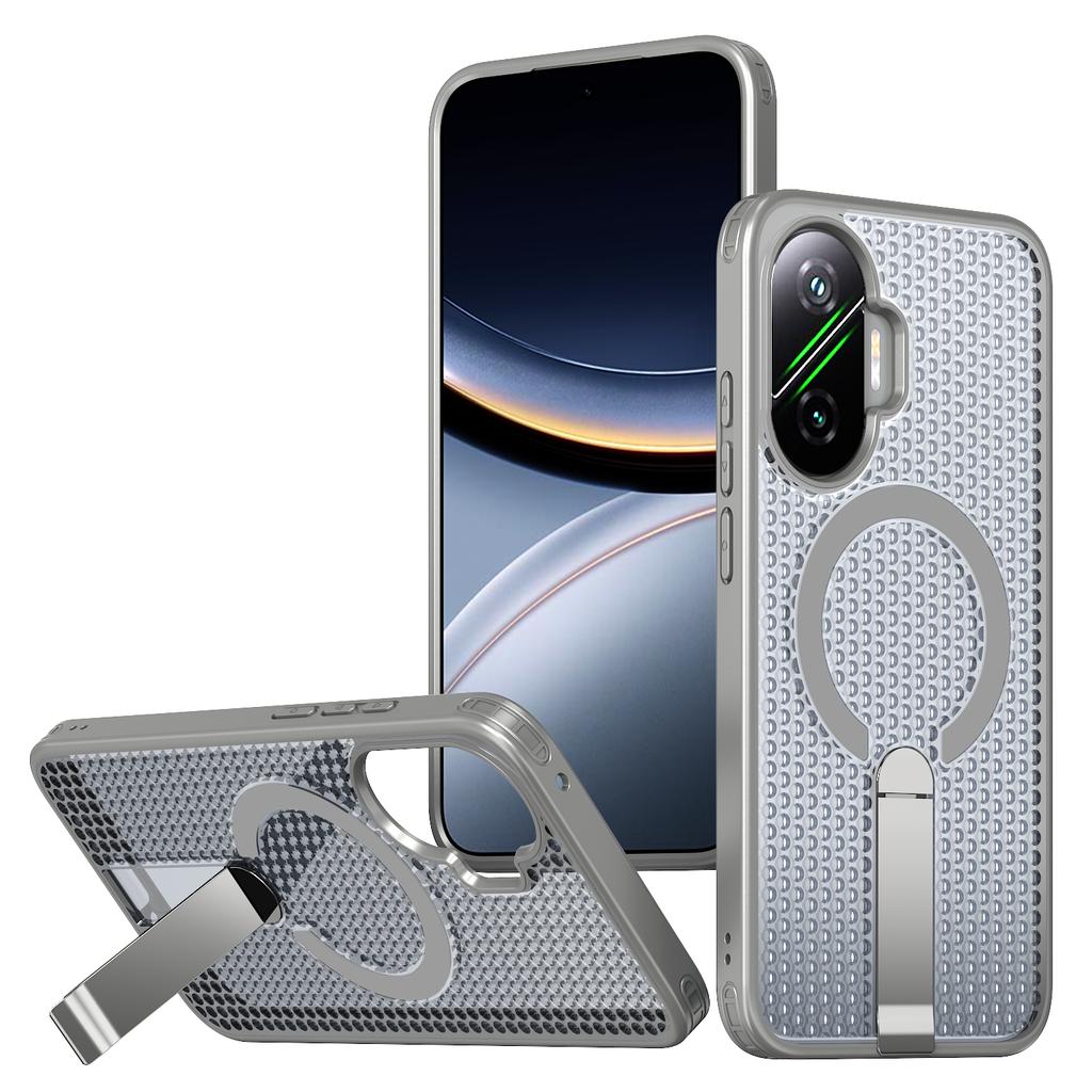 Militärisches Anti-Fall-Kühlloch-Design Magnetische Hülle Für Xiaomi Poco F7 Redmi Turbo 4 Pro Metallständer TPU Acryl Rückseite