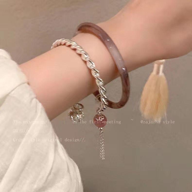 10 Pink Mist Roses, Flower Beaded Bracelet Set, Women's High Sense Summer Bracelet Temperament Versatile Graduation