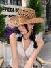 Classic Vintage Unisex Straw Western Cowboy Hat with Wide Brim Hollow out Design for Women Men Fishing Climbing Sun Protection
