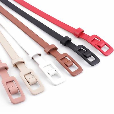 New Solid Color Women's NudepuSmall Belt Fashion Square Buckle Needle-Free Punch-Free Decoration Thin