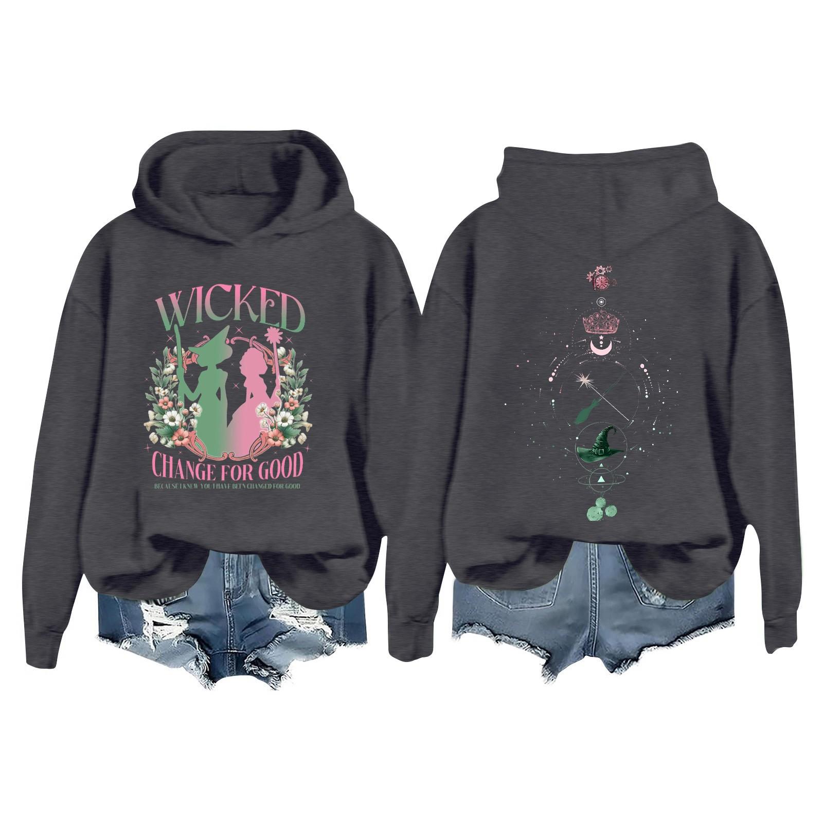 

Женская повседневная толстовка с длинным рукавом и принтом Bad Witch XL