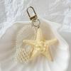 Elegant Starfish Keychain Pearls Accent Portable Purse Accessory