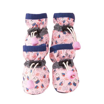 Bär Bär Allover-Print Hund Schuhe mit weicher Sohle Teddybär kleiner Hund Hundeschuh Fußschutz ein Satz aus vier rutschfesten Haustierschuhen