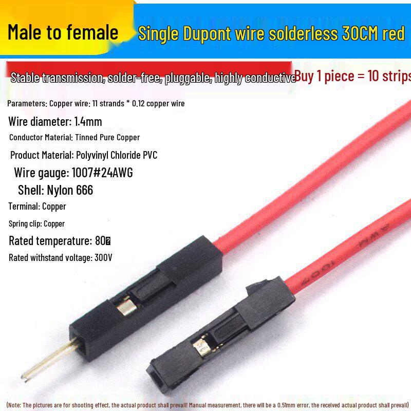 10/20/30CM Dupont Jumper Wires: Female to Female, Male to Female, Male to Male Pin Header Leads