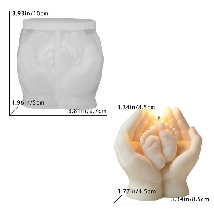 3D Hand Hold Baby Feet Silicone Candle Mold For Epoxy Resin Handmade Candle Soap Baby Showers Decoration Holiday Gift