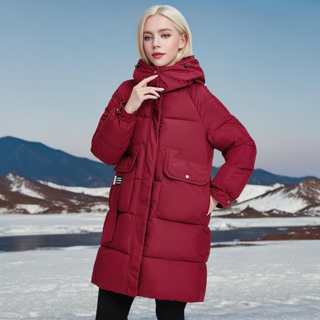 Down Cotton Clothes Women's Live Hats Medium and Long Slim and Thin Thickened Cotton-padded Jackets