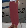 Women's Elastic Waist Linen Pants Loose Fit Casual Trousers Solid Color Pocket Harem Pants