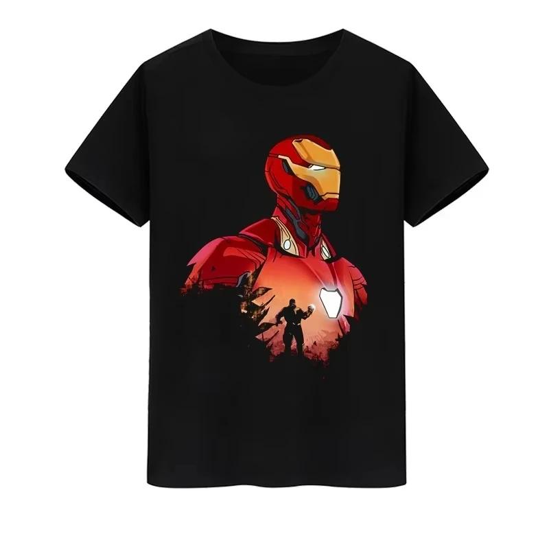 

Marvel Iron Man Movie Printed T-Shirt Male and Female Same Casual Sports Popular T-Shirt Family Wear S